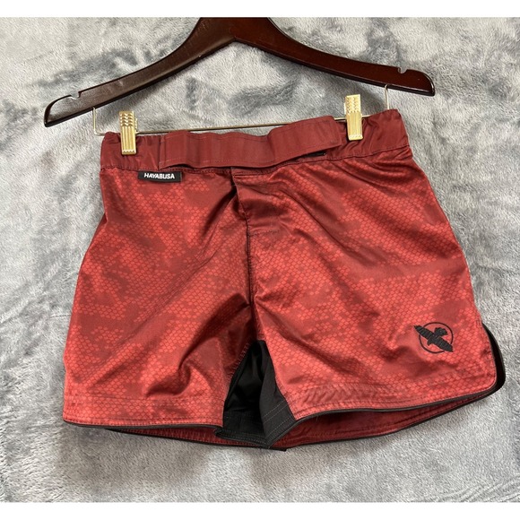 Hayabusa Hex MMA Shorts Mens Small Burgundy Mid Thigh Fighting Training - Picture 1 of 9